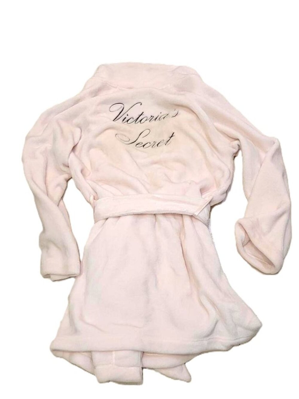 Victoria’s Secret Light Pink Cozy Plush Short Robe Logo Back Womens Size M/L